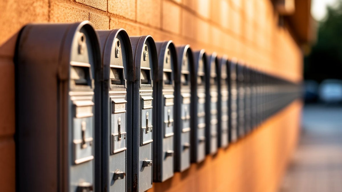 Turnkey AI staff for a company: a row of mailboxes along a brick wall